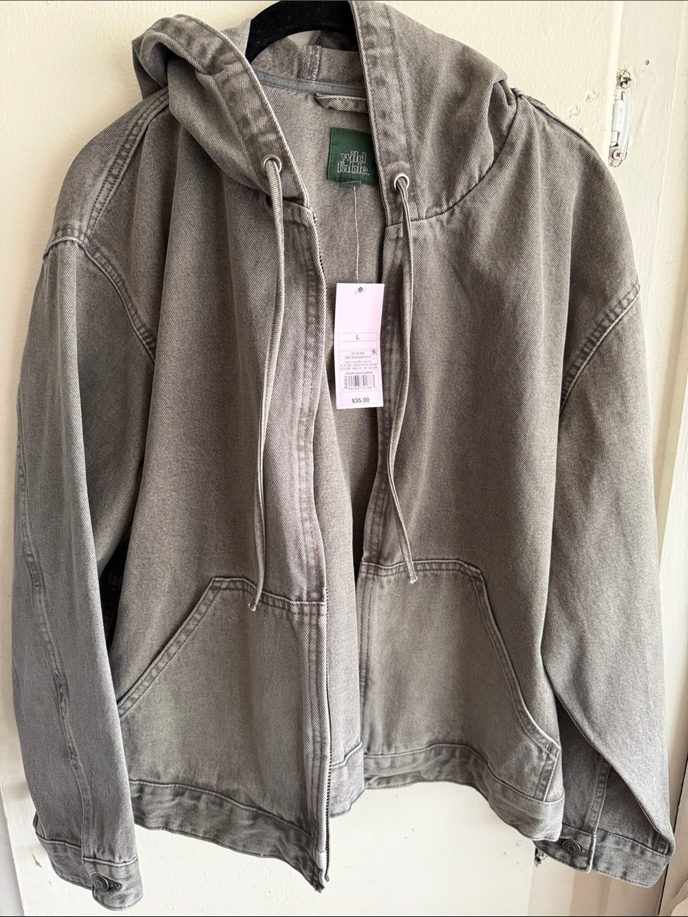 wild fable Washed Gray Hooded Zip Jacket - Picture 3 of 6